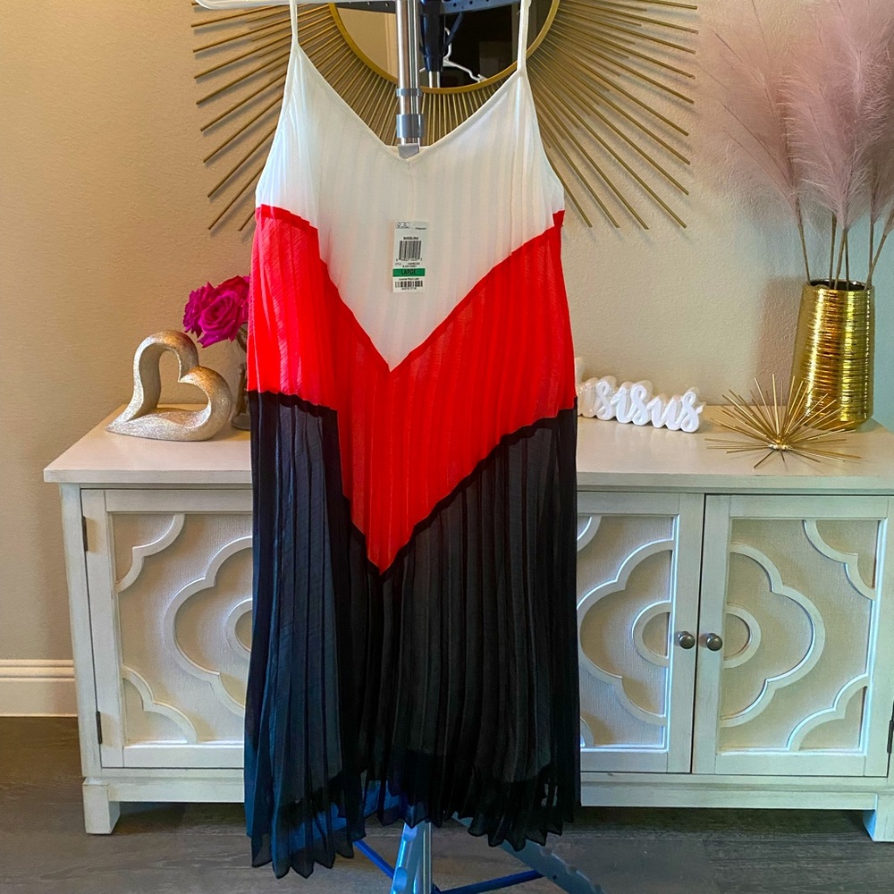 Bar 3, Pleated, Tri-color Dress, Sz Large